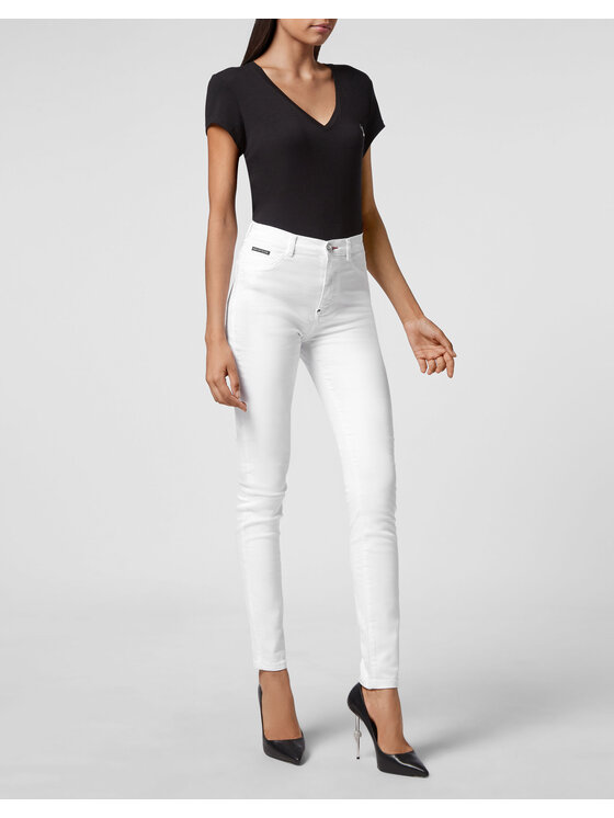 PHILIPP PLEIN PHILIPP PLEIN Jeansy 313 Bílá Jegging Fit
