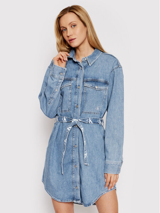 Calvin Klein Jeans Calvin Klein Jeans Džínsové šaty J20J217824 Modrá Relaxed Fit