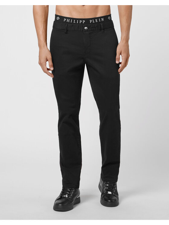 PHILIPP PLEIN PHILIPP PLEIN Spodnie materiałowe 4133 Czarny Regular Fit