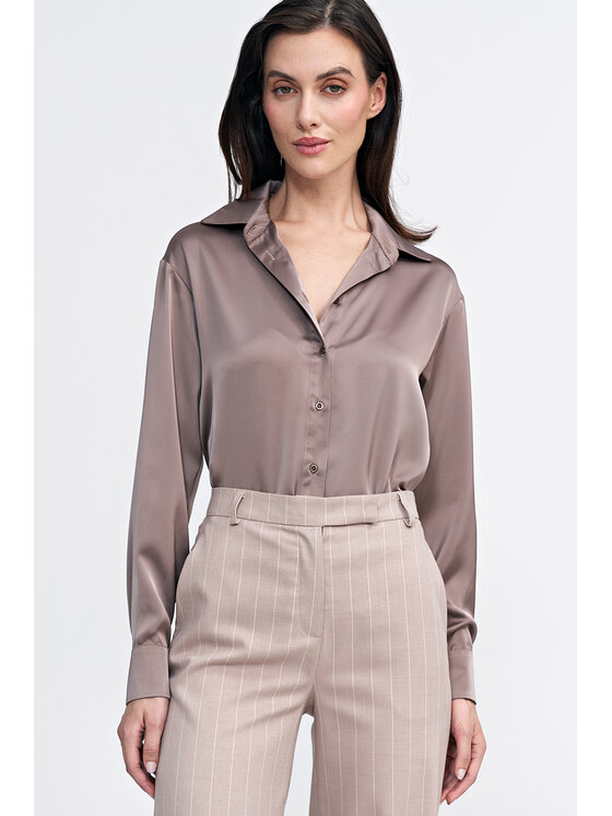 NIFE NIFE Kalhoty z materiálu SD103 Béžová Regular Fit