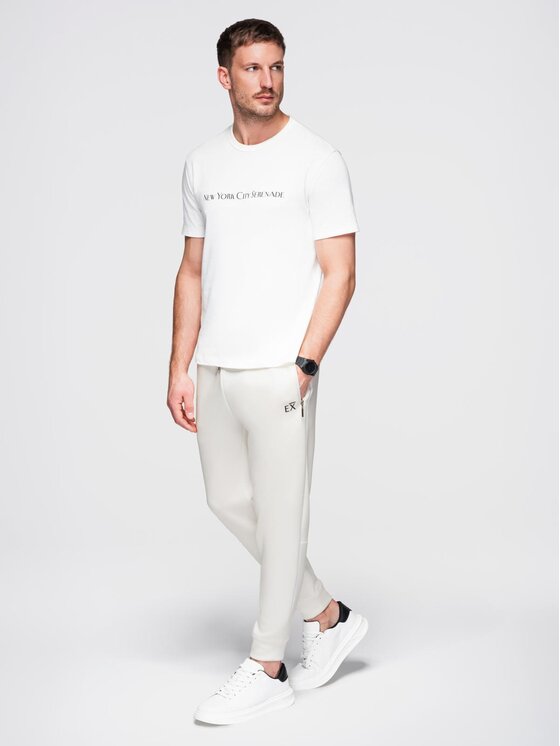 Ombre Ombre Spodnie dresowe OM-PASK-0223 Biały Regular Fit