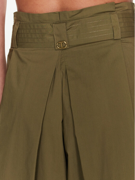 TWINSET TWINSET Šortky z materiálu 231TT2085 Zelená Regular Fit