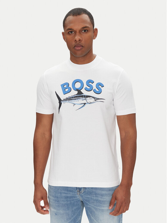 BOSS BOSS Póló Bossfish 50539196 Ekru Regular Fit