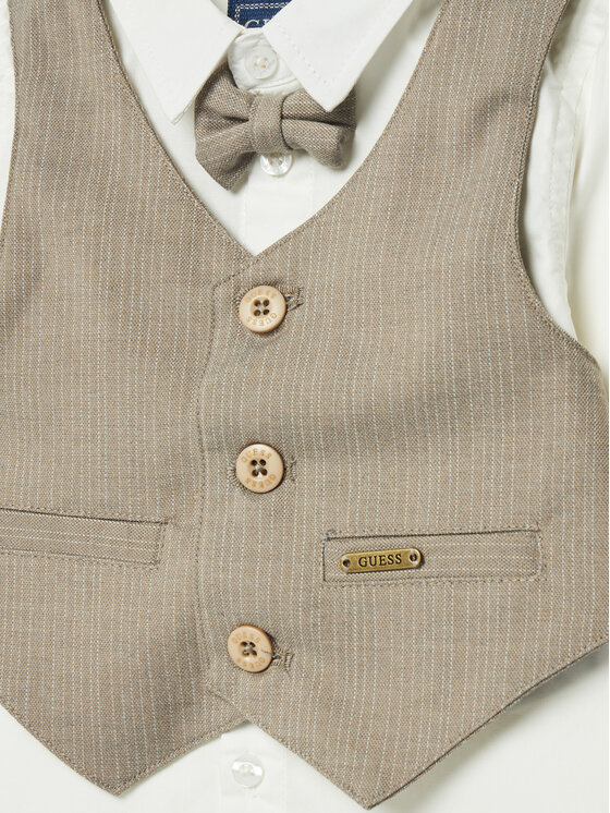 Guess Guess Komplekti kuuluvad särk, vest ja riidest püksid N5RG03 WGTW0 Beež Regular Fit