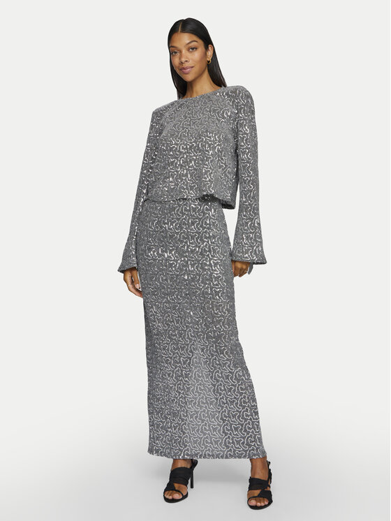 Vila Vila Φούστα maxi Sanadu 14101820 Ασημί Regular Fit