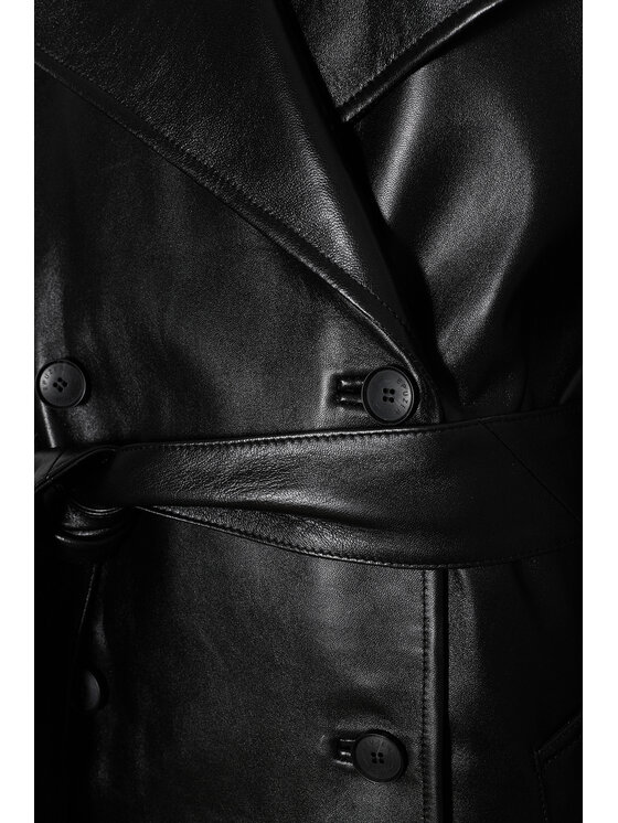 Epuzer Epuzer Cappotto di transizione Phoebe leather Nero Standard Fit
