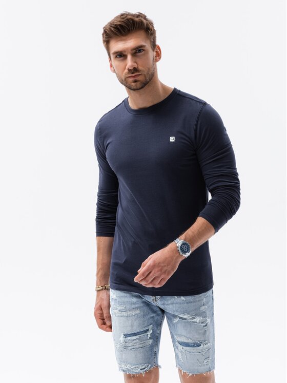 Ombre Ombre Longsleeve OM-LSCL-0102 Granatowy Regular Fit