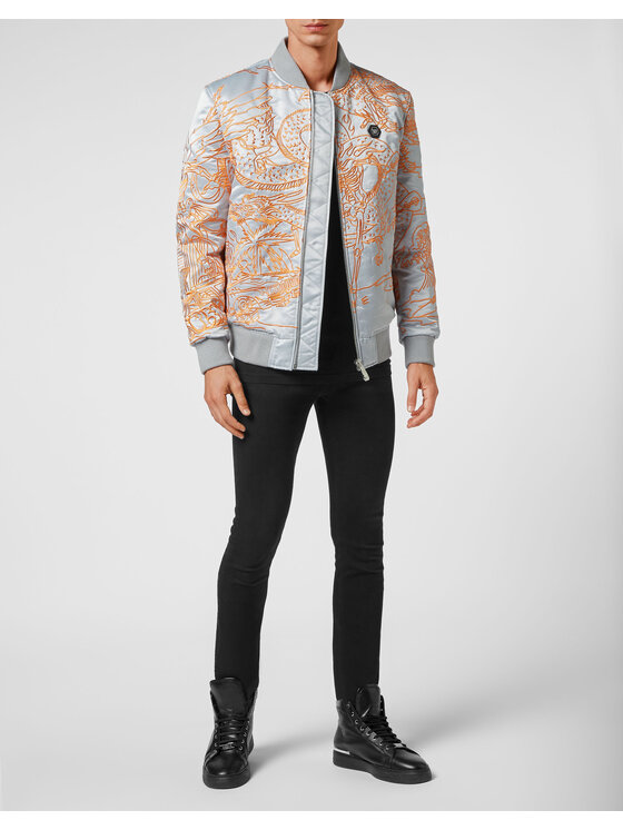 PHILIPP PLEIN PHILIPP PLEIN Kurtka bomber 3559 Szary Regular Fit