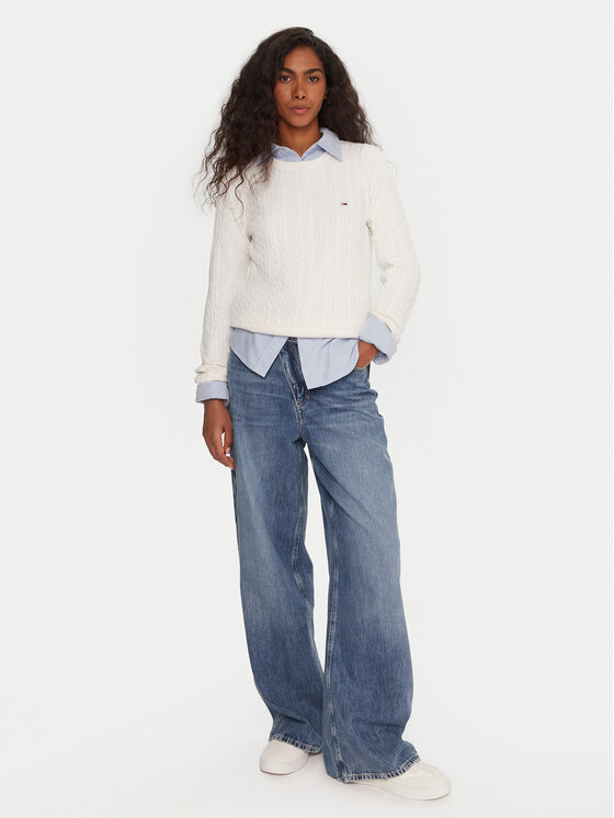 Tommy Jeans Tommy Jeans Светр Cable Essential DW0DW22165 Білий Regular Fit