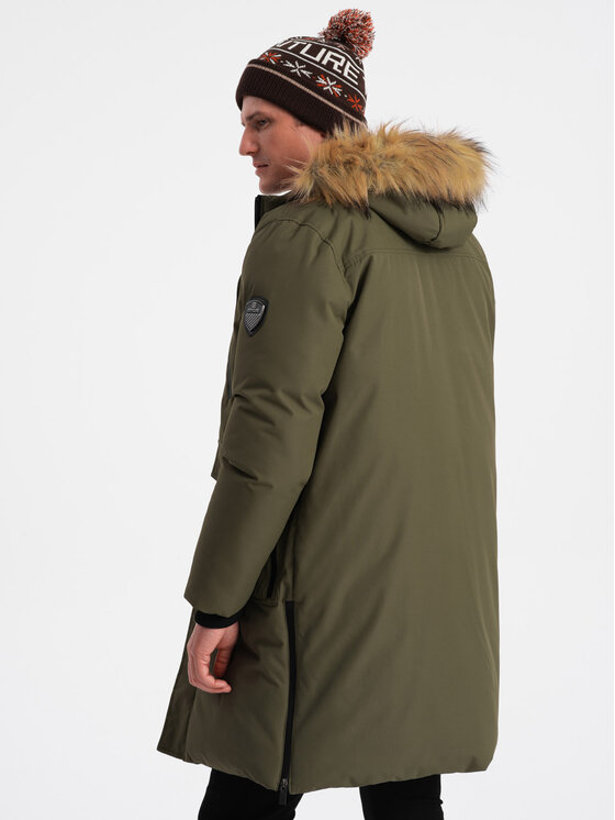 Ombre Ombre Zimní bunda OM-JALJ-0148 Zelená Regular Fit