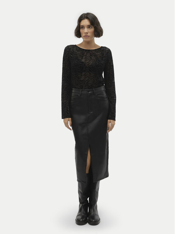 Vero Moda Vero Moda Krilo iz umetnega usnja Veri 10311707 Črna Regular Fit