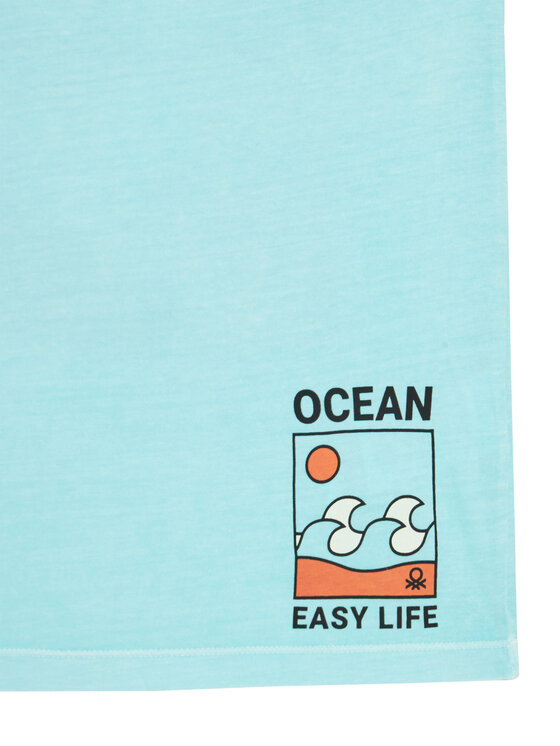 United Colors Of Benetton United Colors Of Benetton T-shirt 3PCMC10N7 Plava Regular Fit