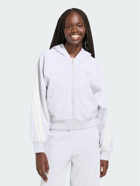 adidas adidas Majica dugih rukava Kit 3-Stripes Full Zip Hoodie KV9879 Siva Regular Fit