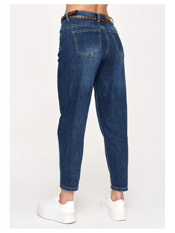 Makadamia Makadamia Jeansy C72 Granatowy Baggy Fit