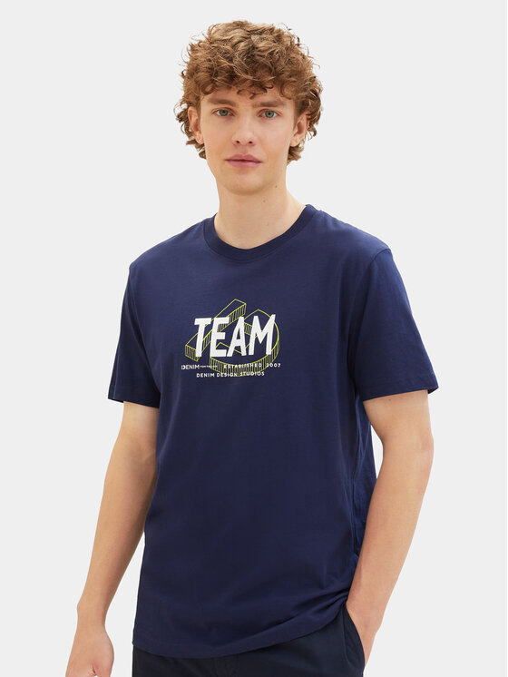 Tom Tailor Denim Tom Tailor Denim Póló 1040838 Sötétkék Regular Fit