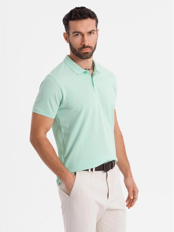 Ombre Ombre Polo OM-POSS-0103 Zielony Regular Fit