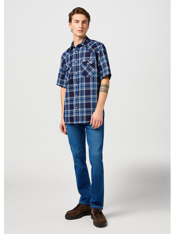 Wrangler Wrangler Koszula SS WESTERN SHIRT Niebieski Regular Fit