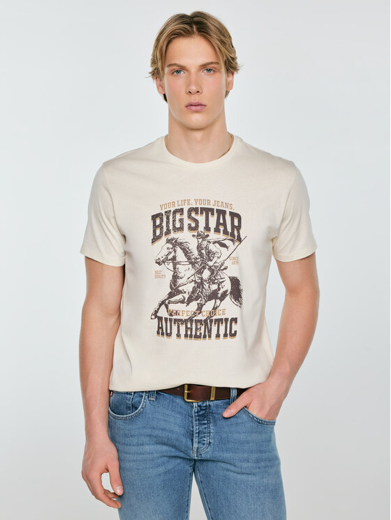BIG STAR BIG STAR T-Shirt PATTER Kremowy Comfort Fit