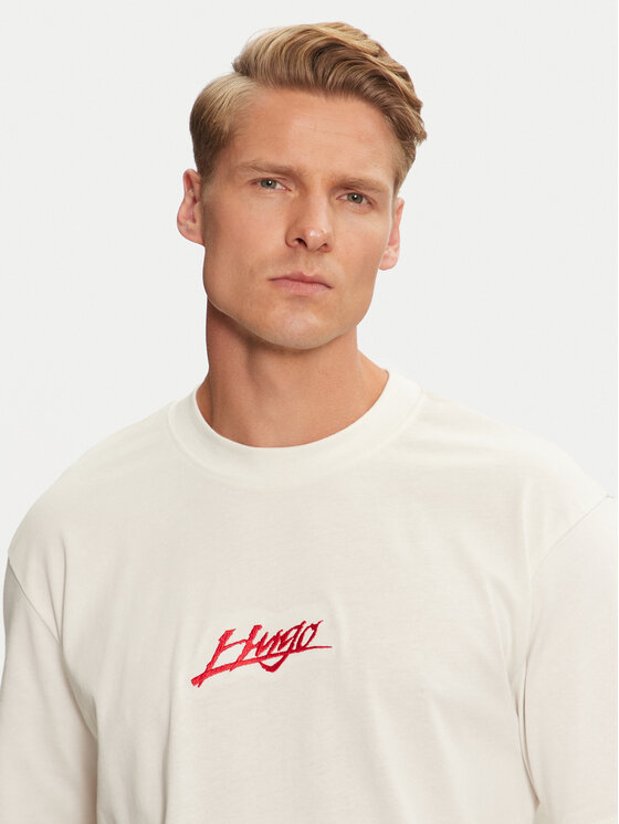 HUGO Hugo Majica Dlogotee 50527926 Écru Relaxed Fit