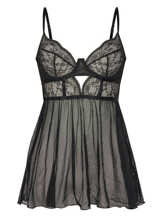 Hunkemöller Hunkemöller Spalna srajca Babydoll Isabelle 205820 Črna