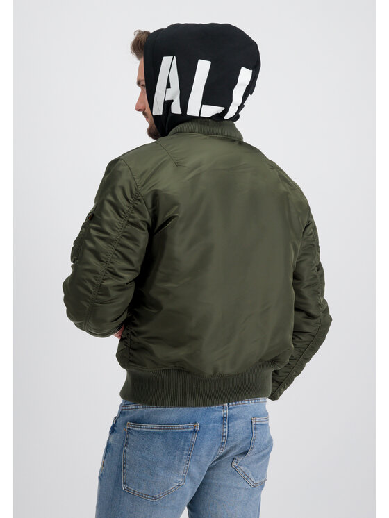 Alpha Industries Alpha Industries Kurtka bomber MA-1 Zip Hood Print Bomber Jacket Zielony Slim Fit