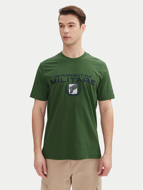 Męski T-Shirt Aeronautica Militare, Rozmiar M, Zielony, 251TS2379J674