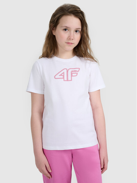 4F 4F T-Shirt BASIC+ Biały Regular Fit