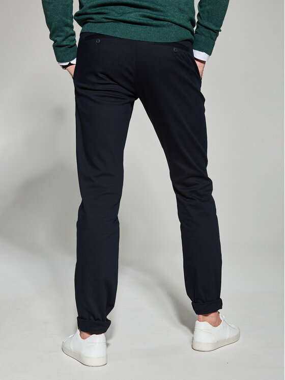 VILLARO VILLARO Chinosy SPO011 Granatowy Slim Fit