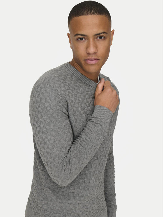 Only & Sons Only & Sons Megztinis 22026559 Pilka Regular Fit