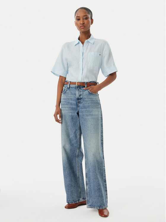 Tommy Hilfiger Tommy Hilfiger Marškiniai WW0WW48925 Šviesiai mėlyna Relaxed Fit