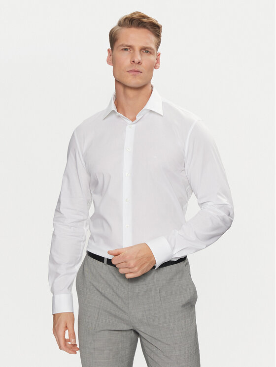 Calvin Klein Calvin Klein Cămașă Poplin Stretch Regular Shirt K10K109509 Alb Slim Fit