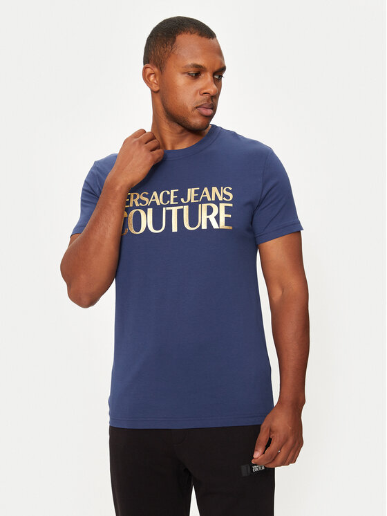 Versace Jeans Couture Tričko 77GAHT05 Tmavomodrá Regular Fit