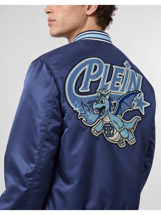 PHILIPP PLEIN PHILIPP PLEIN Kurtka bomber 31144 Granatowy Regular Fit