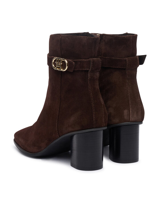 Tommy Hilfiger Tommy Hilfiger Botine Th Strap Suede Block Heel Boot FW0FW09521 Maro închis