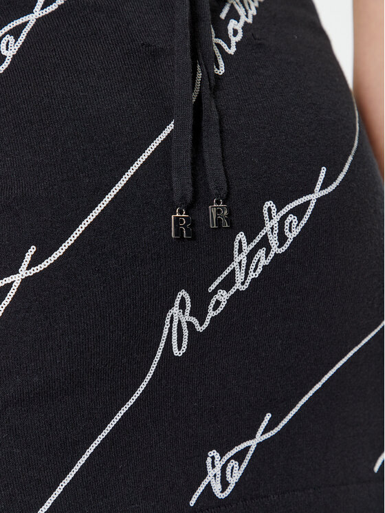 ROTATE ROTATE Pletena obleka Sequin Logo 110112100 Črna Slim Fit