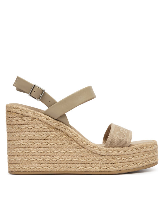 Calvin Klein Calvin Klein Еспадрили Wedge Espad 70 Webbing Lth HW0HW02901 Бежов