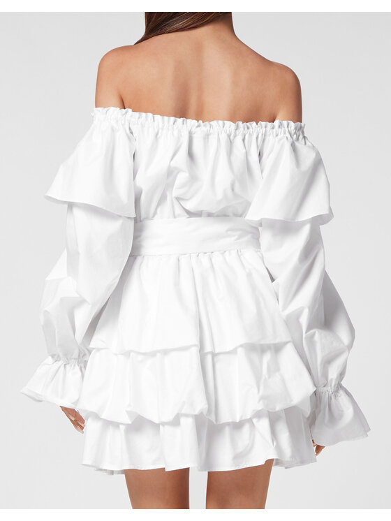 PHILIPP PLEIN PHILIPP PLEIN Sukienka wieczorowa 3701 Biały Fitted Fit