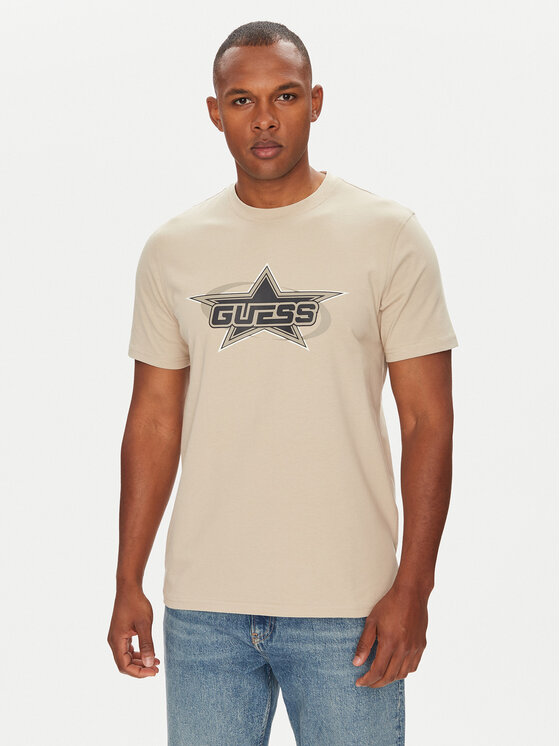 Guess Guess Tricou Z5YI02 I3Z14 Bej Regular Fit