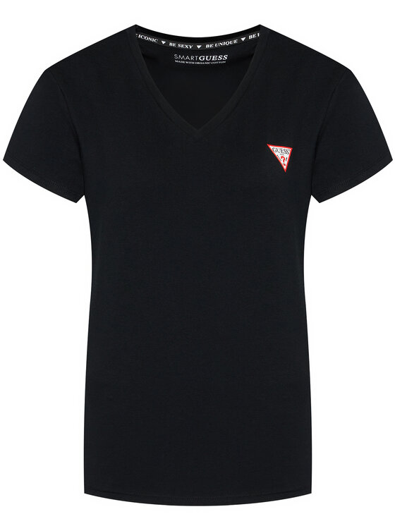 Guess Guess T-Shirt Mini Triangle W1YI1A J1311 Černá Slim Fit