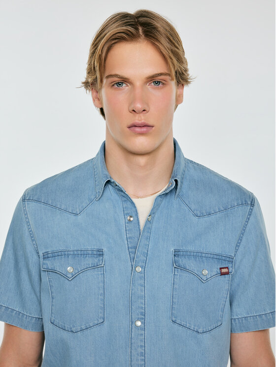 BIG STAR BIG STAR Koszula jeansowa SHORT SLEEVE WESTERN Niebieski Basic Fit