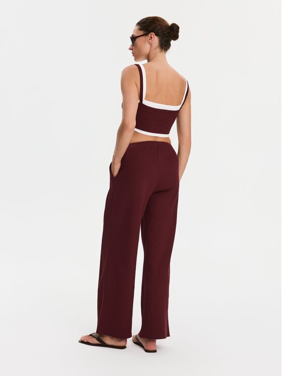 Nudyess Nudyess Top Lisa z prążka Bordowy Slim Fit