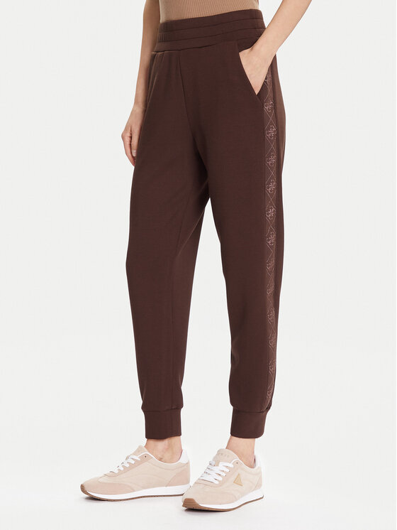 Guess Spodnie dresowe W5YB11 KBYE2 Brązowy Regular Fit