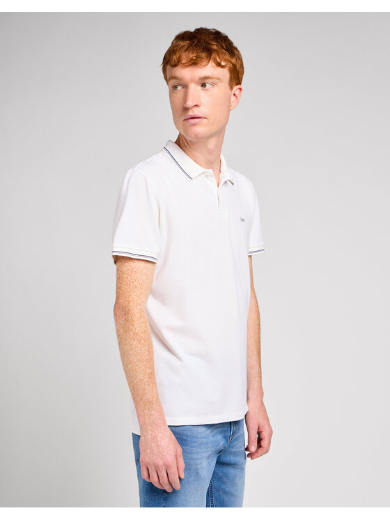 Lee Lee T-Shirt PIQUE POLO Biały Regular Fit