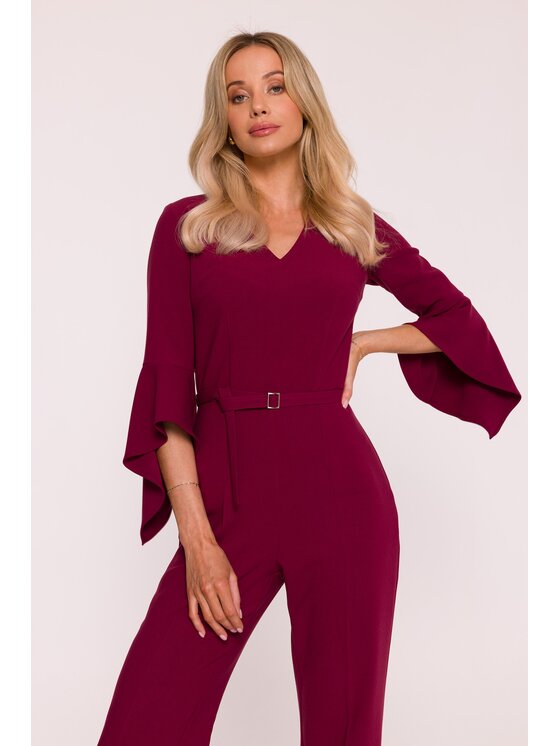 Stylove Stylove Kombinezon S416 Bordowy A-Line Fit