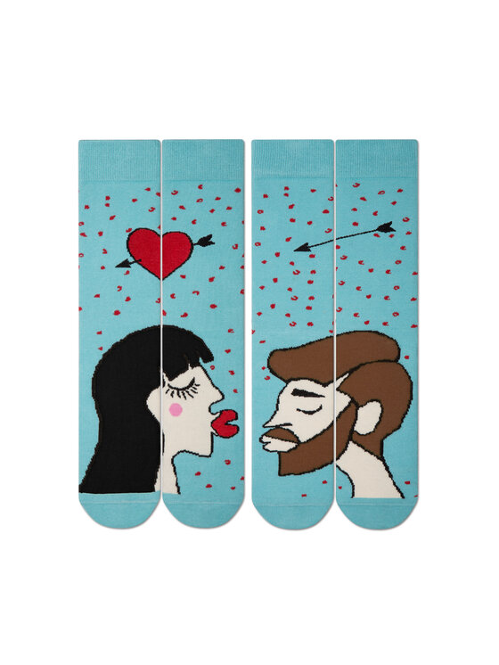 Zooksy Zooksy Zestaw 2 par wysokich skarpet unisex Miłośmolo Box Błękitny