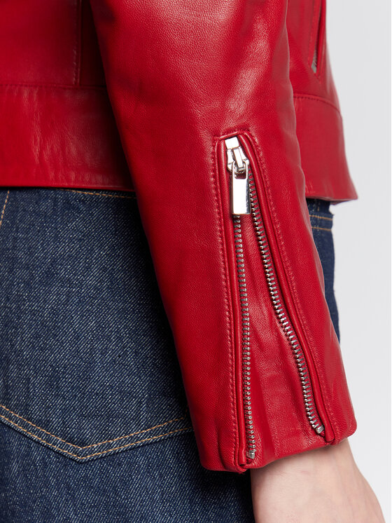 NAF NAF NAF NAF Giacca di pelle Cqueen Export THNL19 Rosso Regular Fit