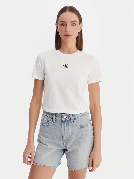 Calvin Klein Jeans Tricou LV047AB213 Alb Regular Fit
