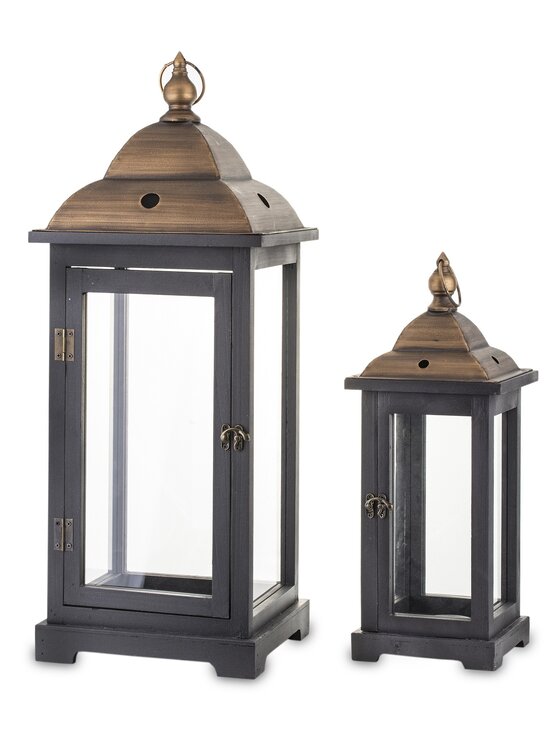 Lampion MIAhome, 2 szt. drewniany 70x27x27 cm HOUT