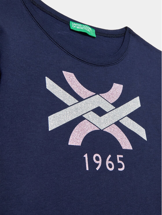 United Colors Of Benetton United Colors Of Benetton T-krekls 3I1XC10D1 Tumši zils Regular Fit