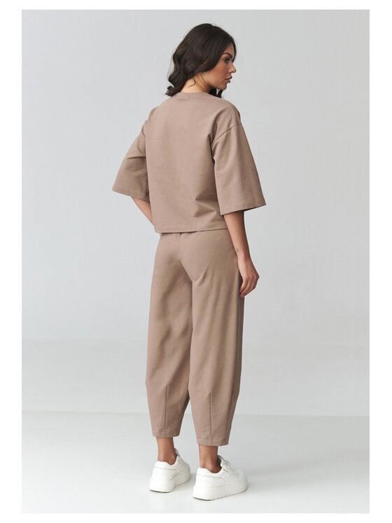 Makadamia Makadamia Dres M916 Brązowy Loose Fit